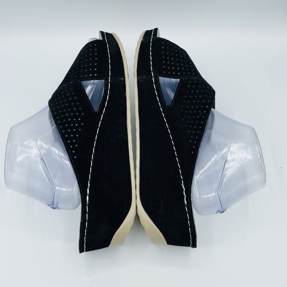 David Tate Shoes Womens 10 WW Wide Black Suede Leather Laser Cut Wedge Sandals - Picture 12 of 12